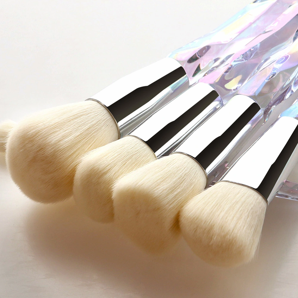 10pcs Crystal Makeup Brushes Kit White Bristles Cosmetics Powder Blush Brush (T-10-194)