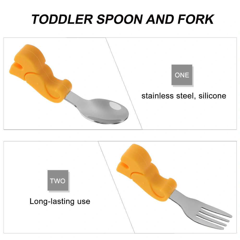 1 Set Baby Spoon and Fork Baby Training Feeding Tableware Utensil with Box