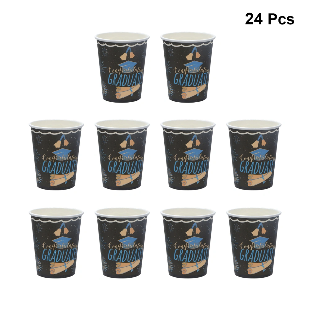 24pcs 2020 Graduate Party Cup Supplies Graduation Theme Tableware Paper Cup Disposable Flatware 