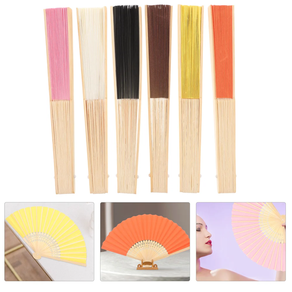 6pcs Portable Paper Fans Foldable Fans Creative Adornment Fans Photo Props