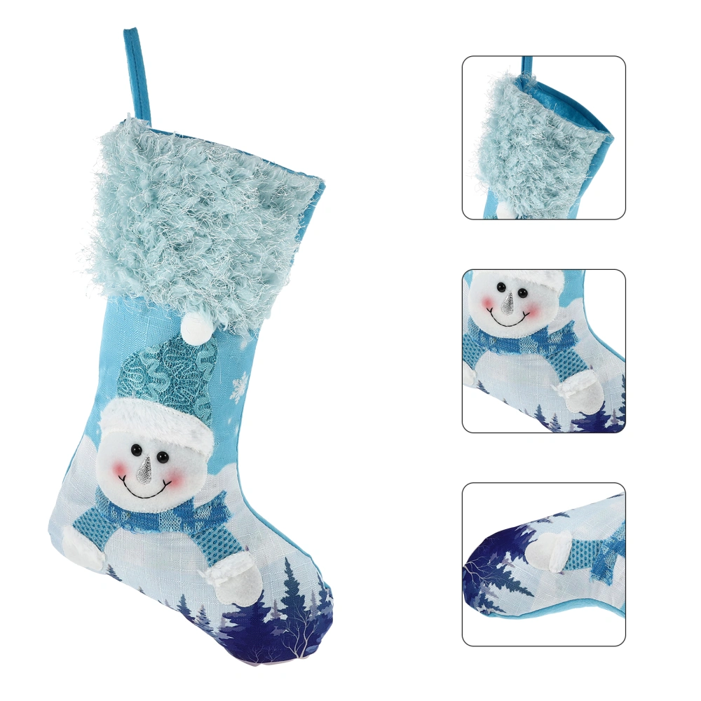 1Pc Christmas Luminous Gift Sock Creative Hanging Sock Candy Gift Pouch Sky-blue