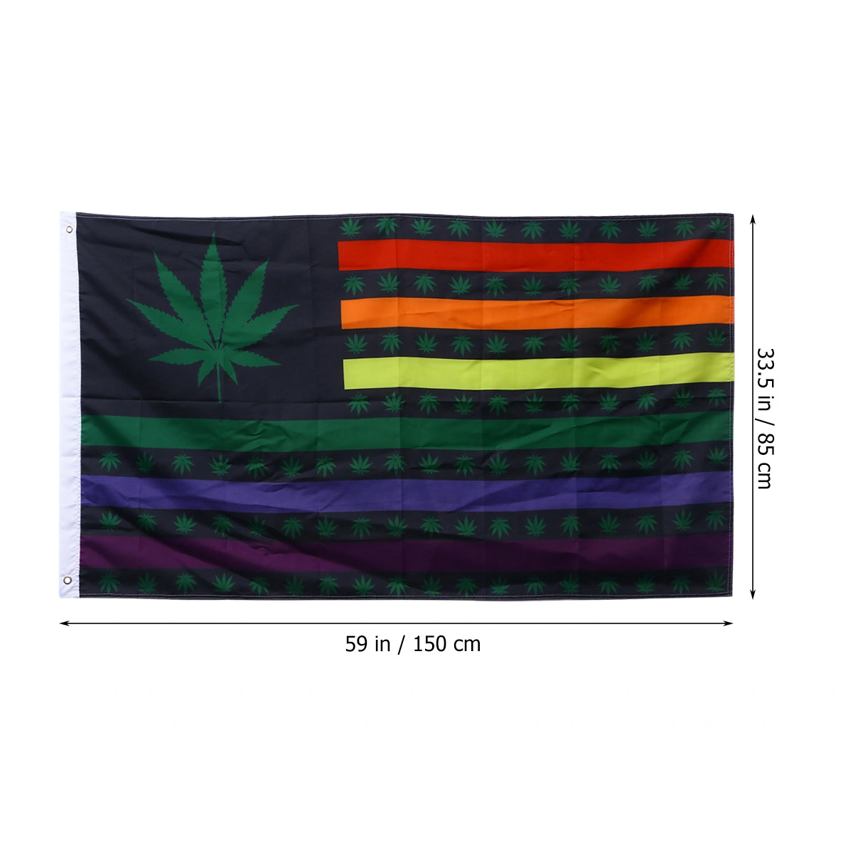 Leaf Weed Pride Outdoor Flag Weather-Resistant Polyester Rainbow Flag 90x150cm