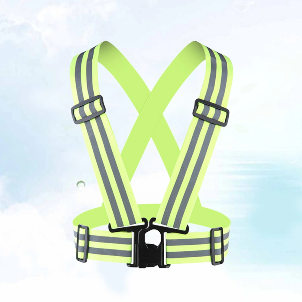 5 CM Widen Reflective Waistcoat Adjustable Elastic Safety Vest Visibility Belt  Security Webbing Warning Accessory for Night Cycling Walking Running(Fluorescent Green)