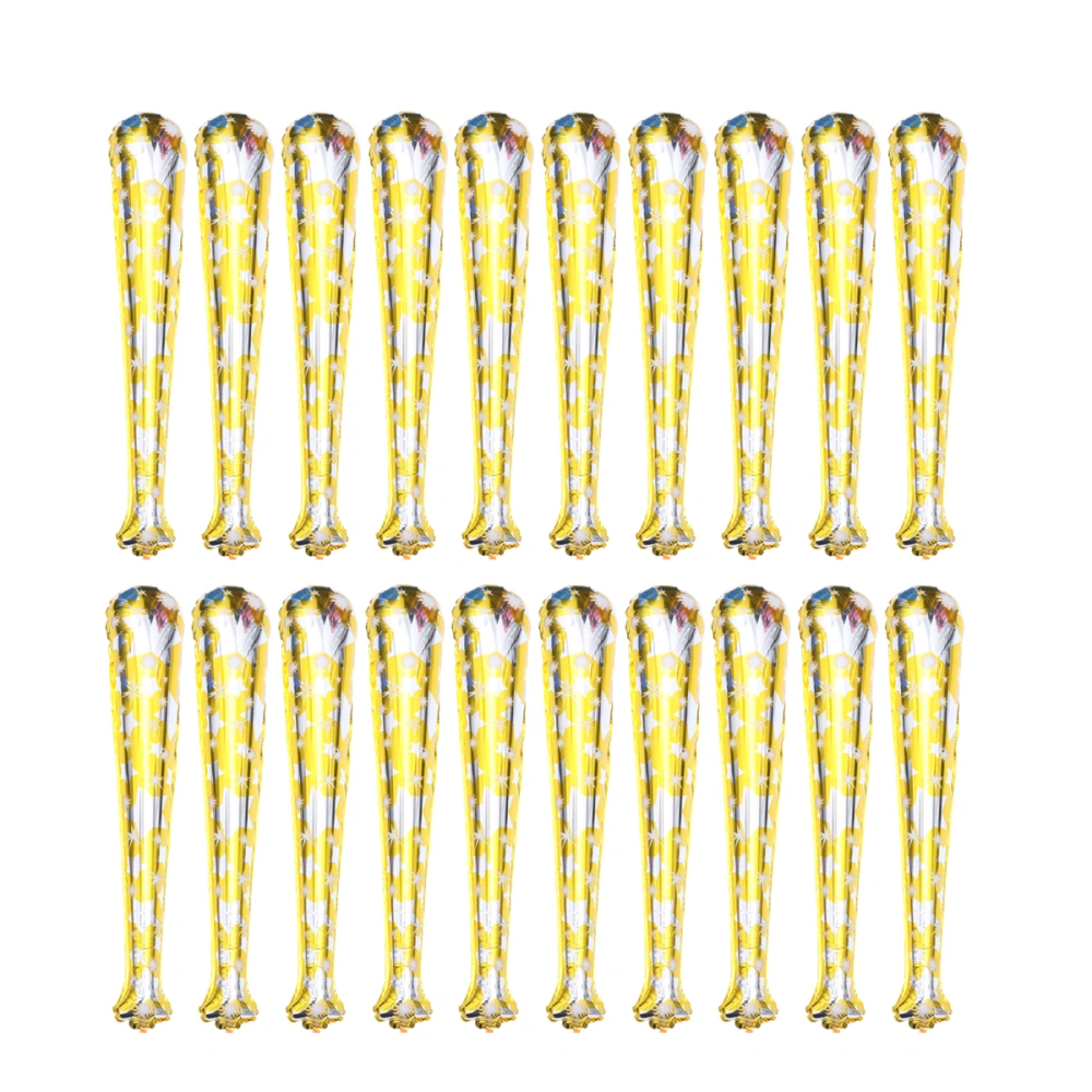 20 Pcs Inflatable Sticks Concert Noisemaker Roud Aluminum Foil Cheering Sticks Birthday Wedding Party Boom Wand Sporting Events Bar Party Favors (Golden)