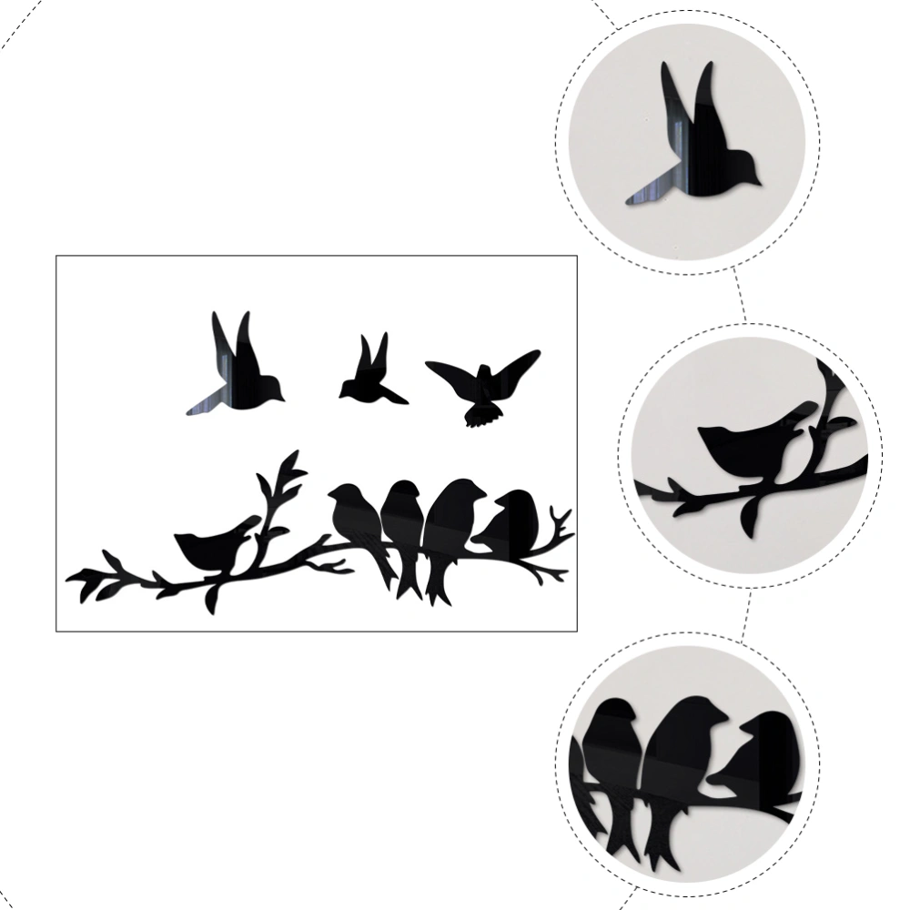 Wall Sticker Bird Wall Sticker Removable Wall Decor Mirror Decal for Home