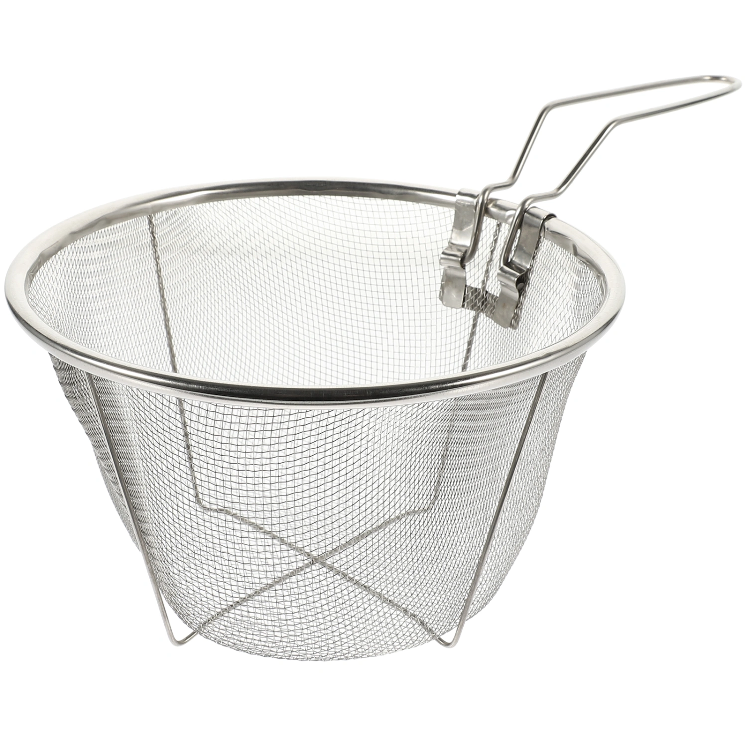 1Pc Stainless Steel Frying Basket Practical Folding Fried Basket Strainer