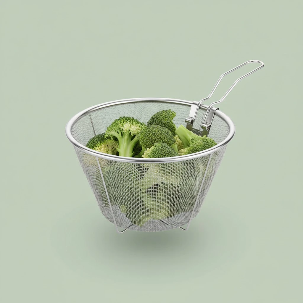 1Pc Stainless Steel Frying Basket Practical Folding Fried Basket Strainer