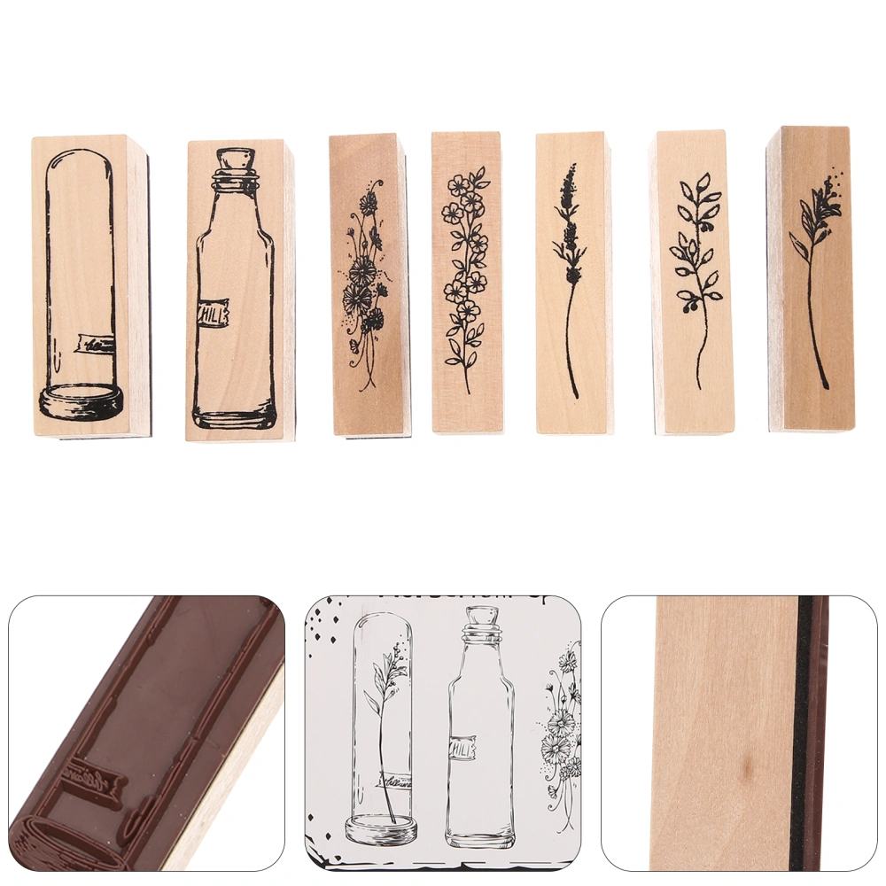 1 Set Flower Stamps Retro Plant Stamps Vase Stamps Scrapbooks DIY Tools