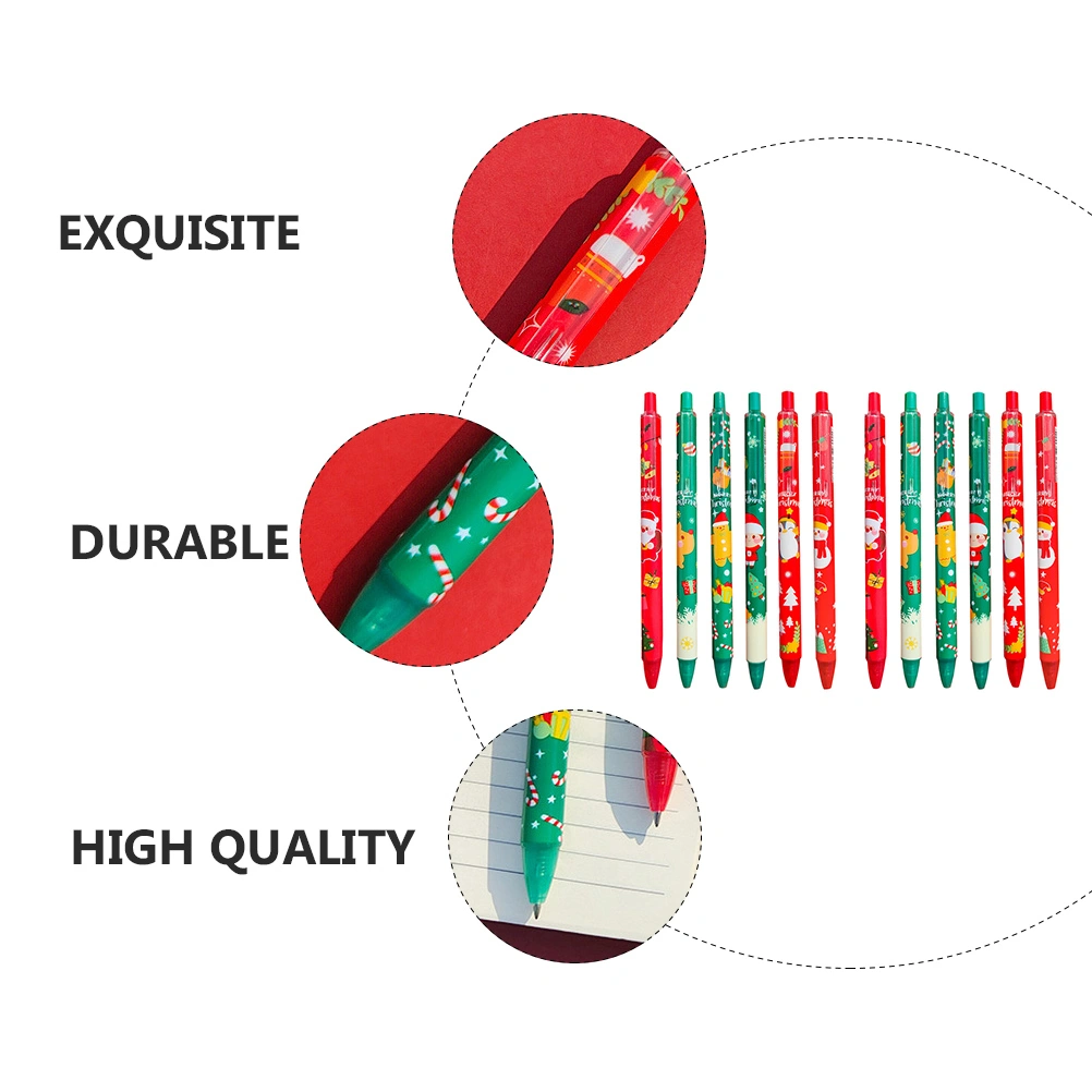 12pcs Christmas Themed Gel Pens Lovely Signature Pens For Students (Random Color)