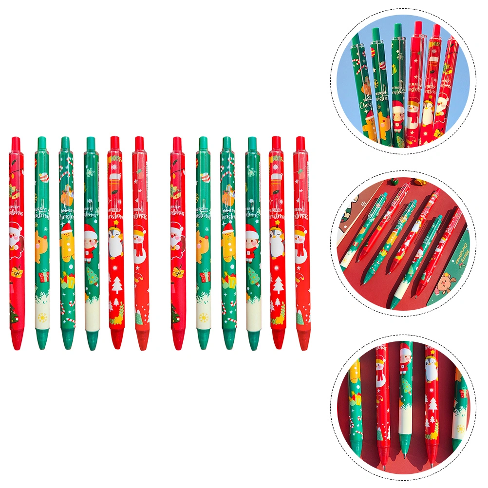12pcs Christmas Themed Gel Pens Lovely Signature Pens For Students (Random Color)