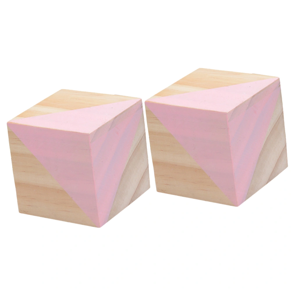 2PCS Nordic Style Chic Wooden Block Photo Props Creative Photography Accessories for Home Party Babies (Pink)