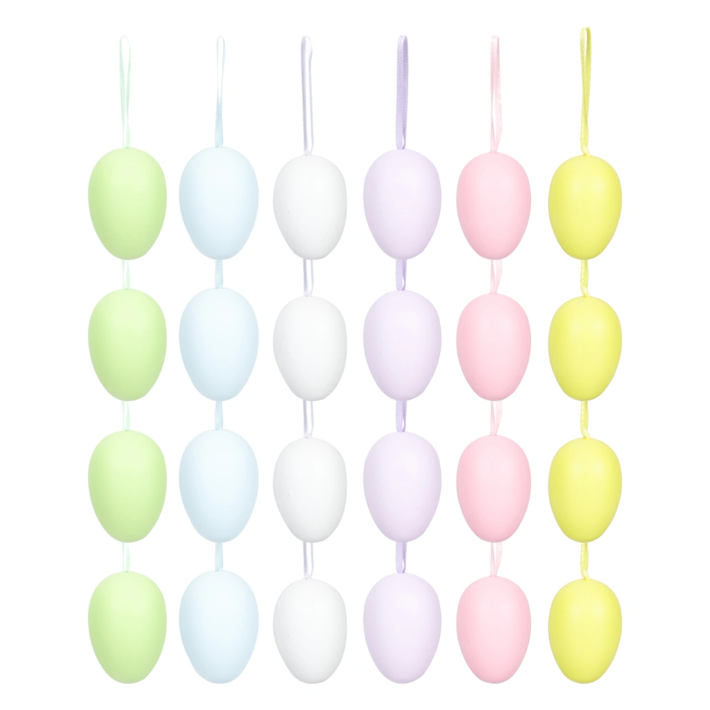 24pcs Easter Egg Decors Easter Party DIY Hand-painted Eggs Pendent Hanging Decor