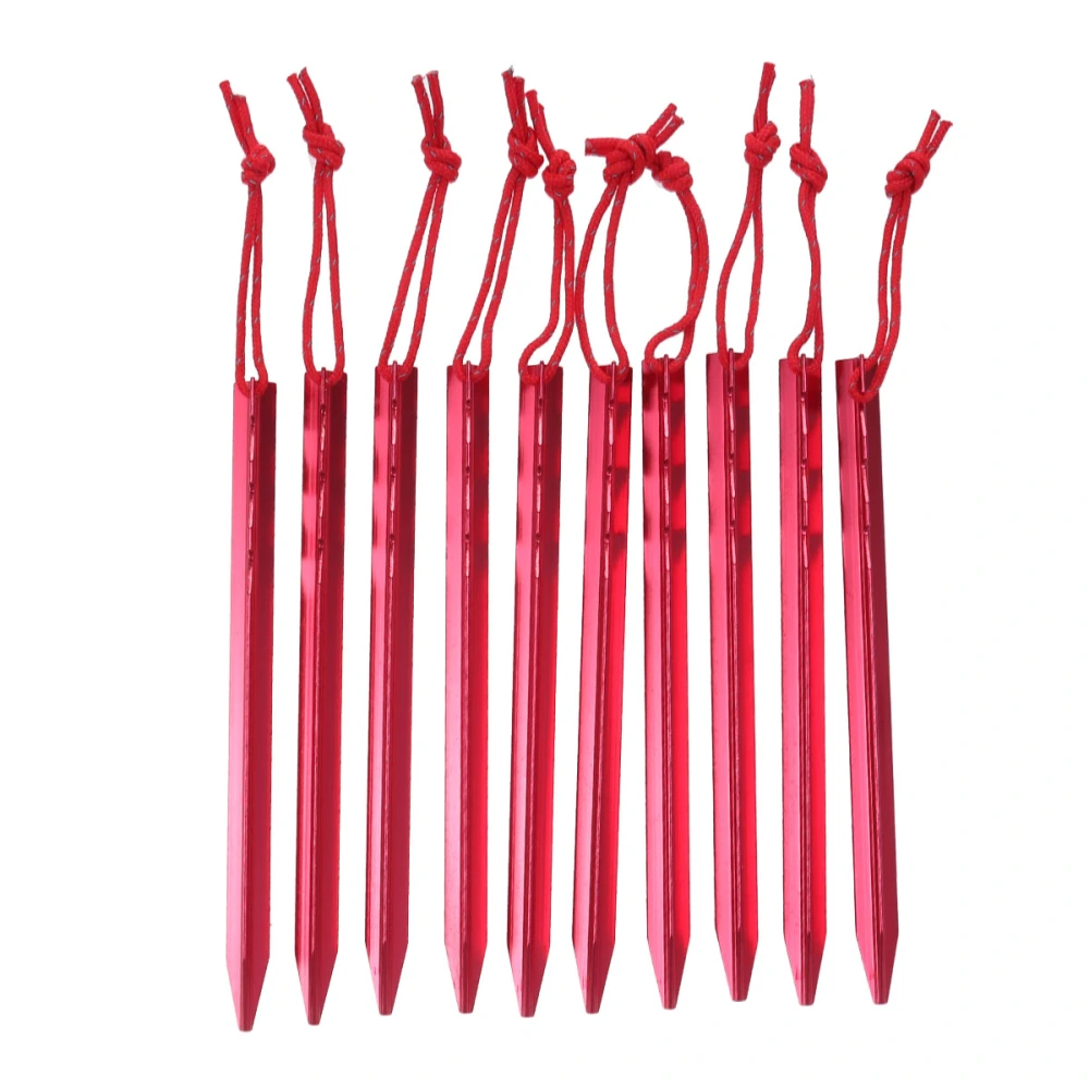 10pcs Ultralight Aluminum Height adjustable Tent Nail Outdoor Camping Tent Peg Spare Replacement Tent Accessories (Red)