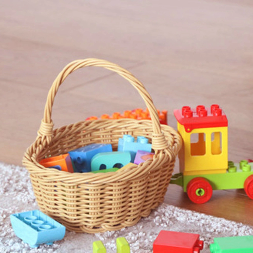 Children Toys Storage Basket Imitation Rattan Plastic Jewelry Box Organizer for Kids Room Bedroom