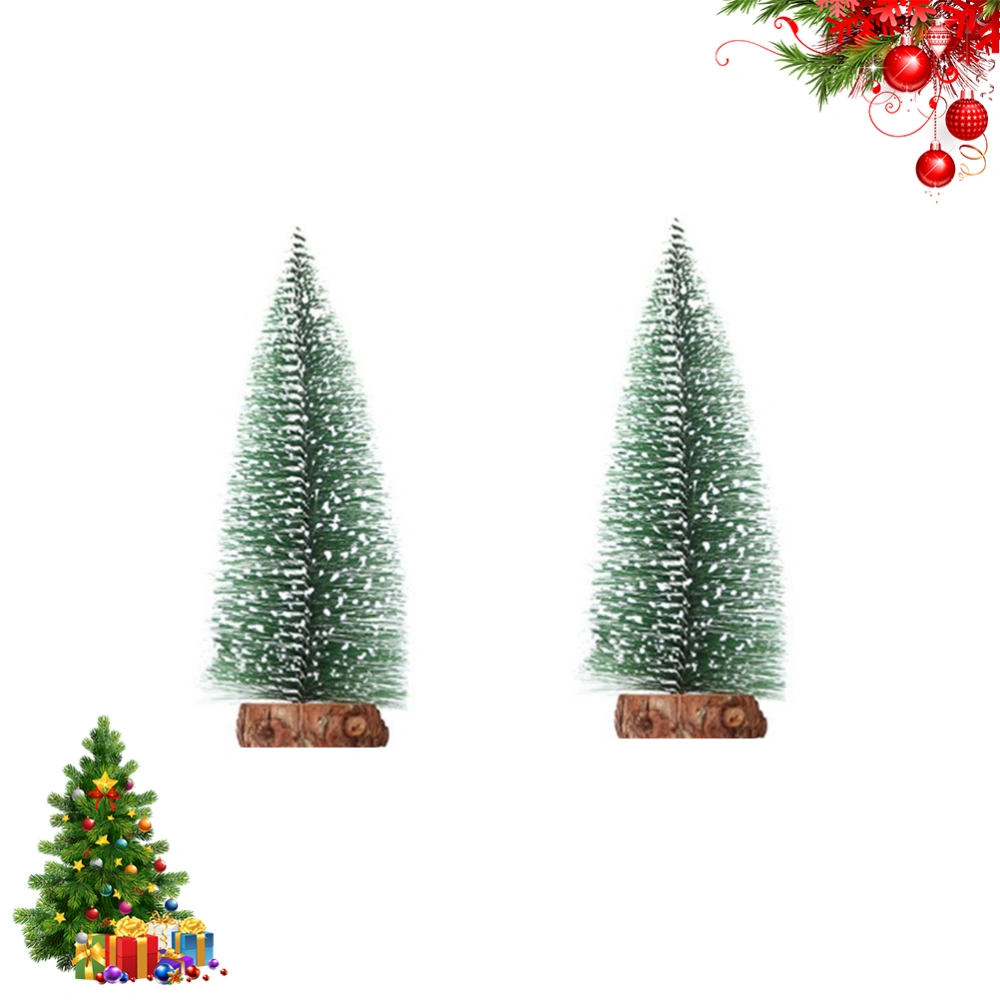 2 Pcs Mini Christmas Tree Desktop Small Ornament Tabletop Cedar with Lamp for Home Xmas Party Decoration (25cm)