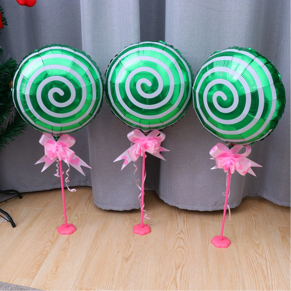 3pcs Lollipop Balloon Aluminum Foil Balloon Table Balloon Creative Table Balloon for Party Decoration Base Rod Collar Flower Color Random