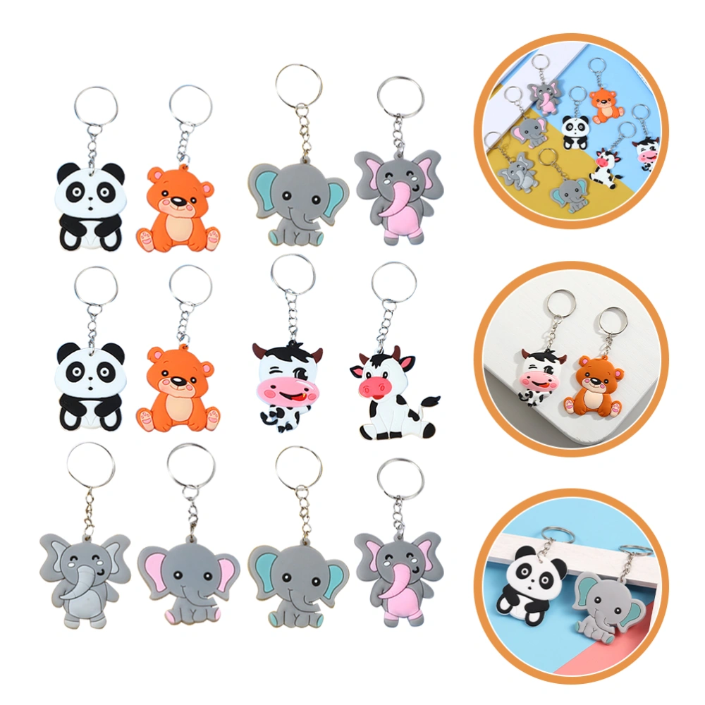 12Pcs Decorative Keychains Wear-resistant Bag Pendants Adorable Animal Keychains (Random Style)