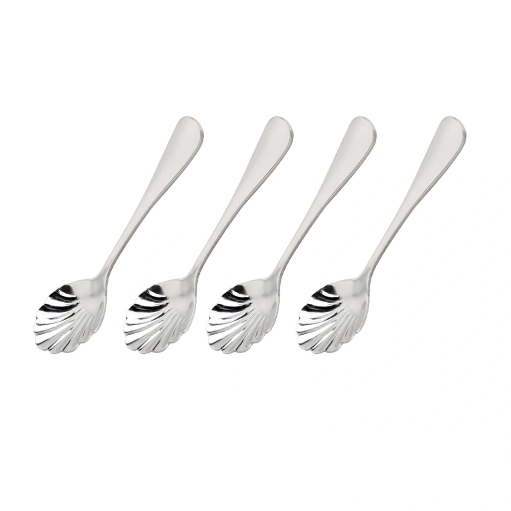 4 Pcs Creative Stainless Steel Shell Shaped Mixing Tea Spoons Dessert Spoons Ice Cream Coffee Spoon