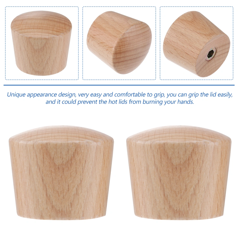 4pcs Wooden Pot Lid Wooden Pot Lid Handle Universal Pot Lid Kitchen Pot Lid (M6 Light Color)