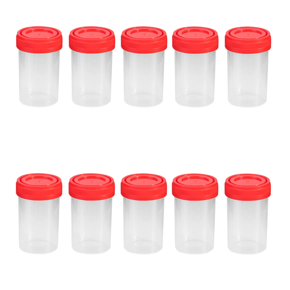 10pcs Plastic Specimen Cups Urine Container 60ml Sample Cups (Random Color)