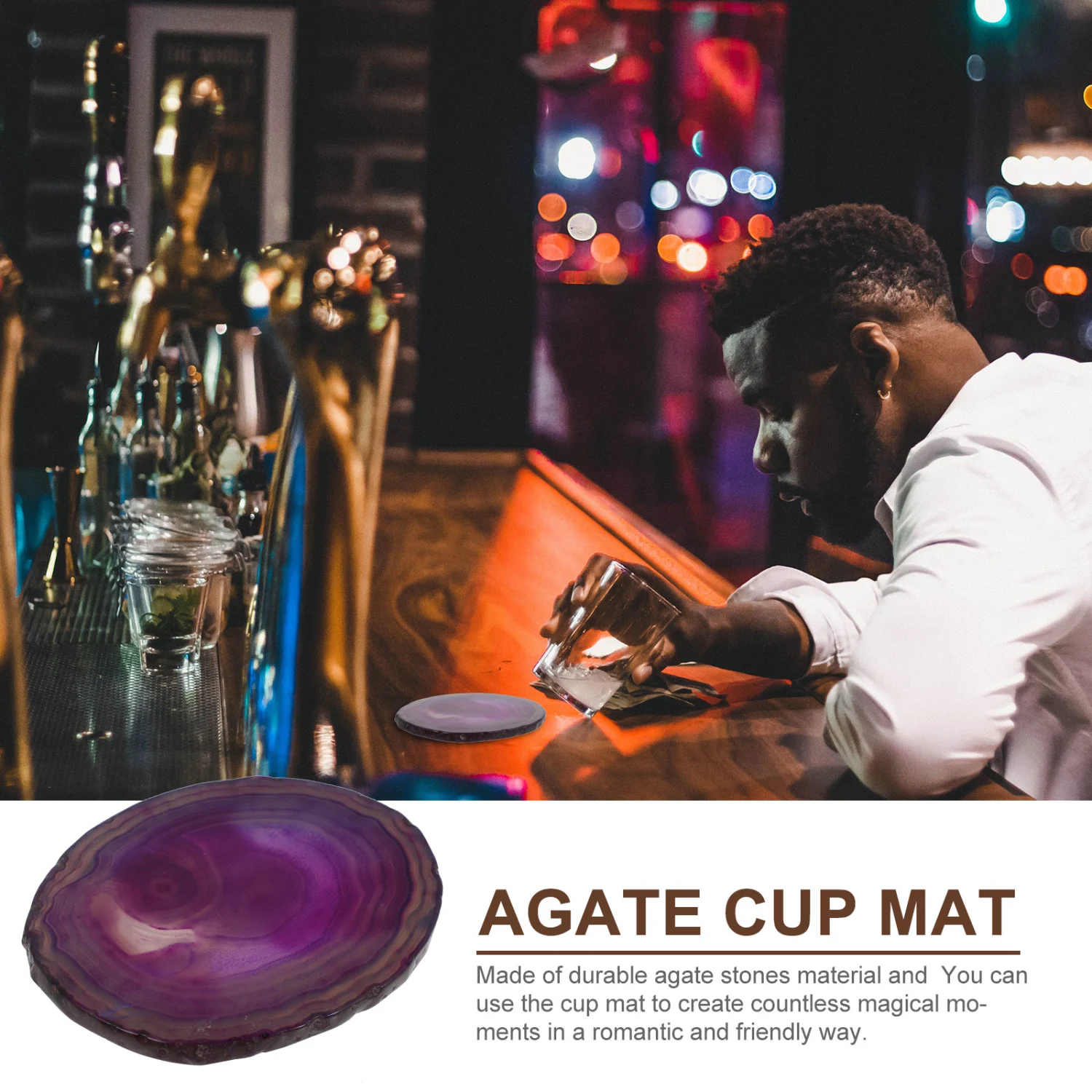 Agate Stone Coaster Wine Cup Mat Natural Agate Cup Mat Round Agate Coaster