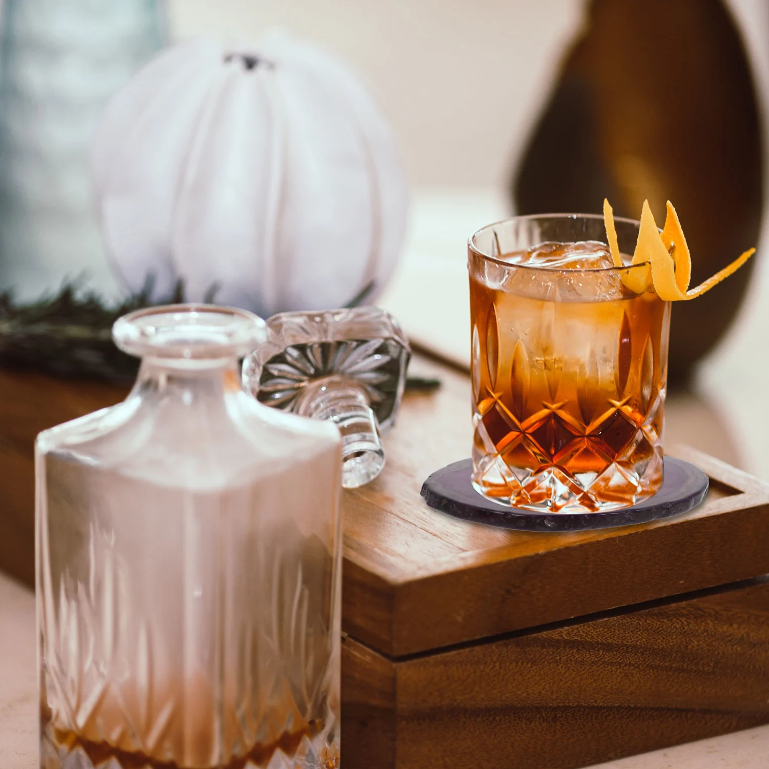 Agate Stone Coaster Wine Cup Mat Natural Agate Cup Mat Round Agate Coaster