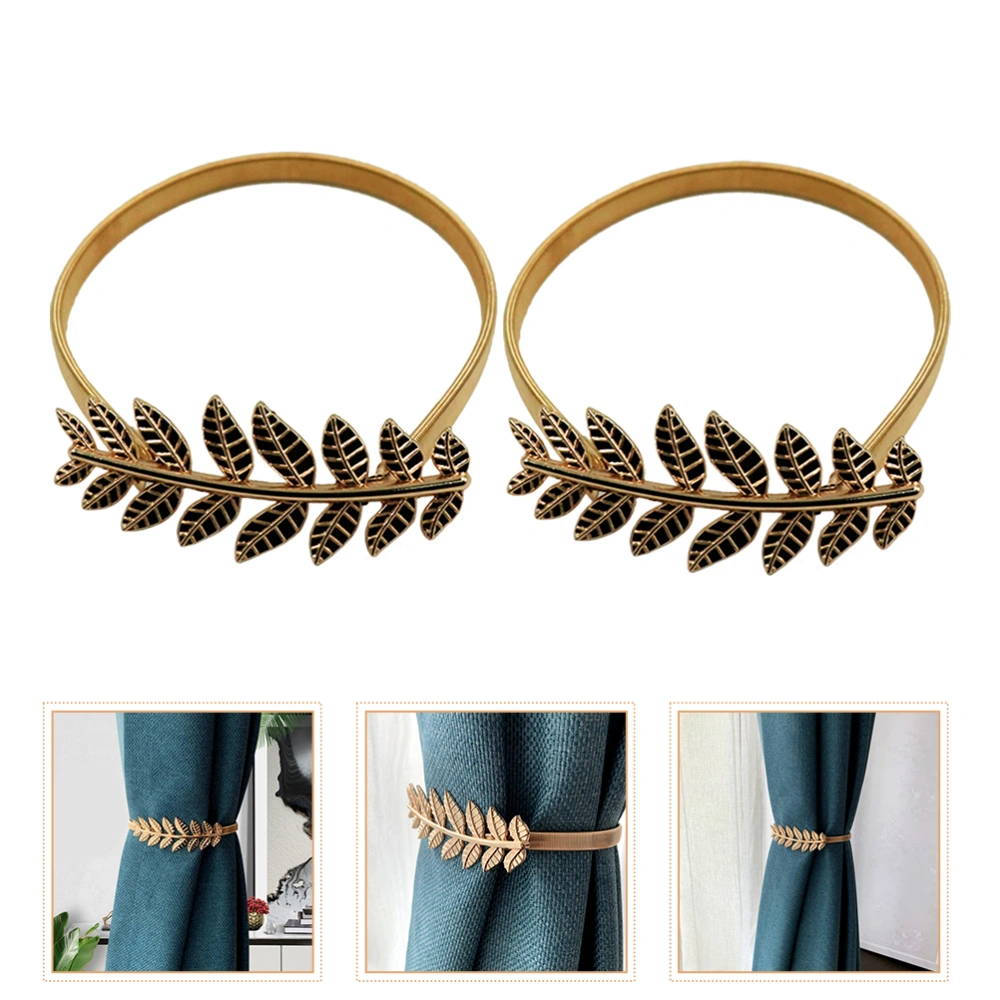 2 Pcs Leaf Curtain Tiebacks Spring Design Curtain Buckle Alloy Curtain Tie Belts