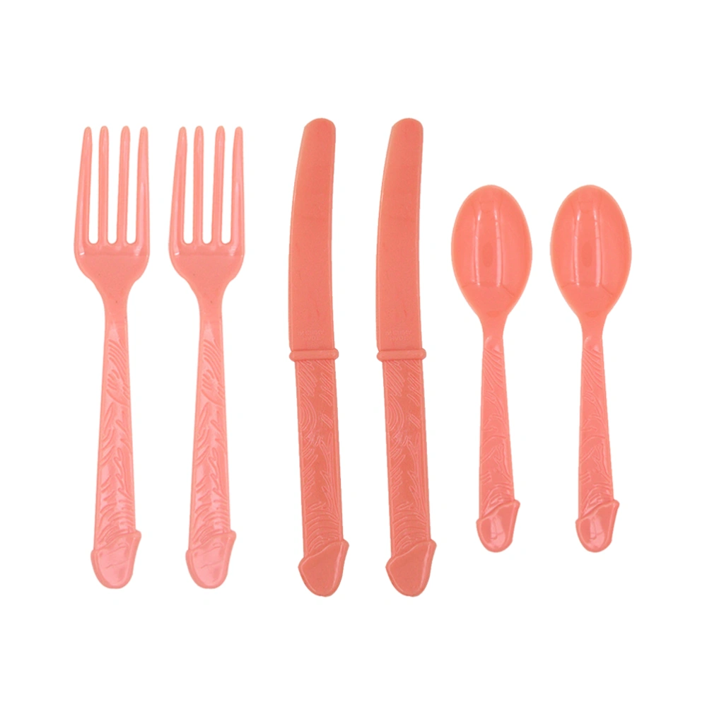 18 Pcs Single Party Tableware Set Forks Knives Spoons Kit Hen Party Dinnerware Set for Bachelor Carnival