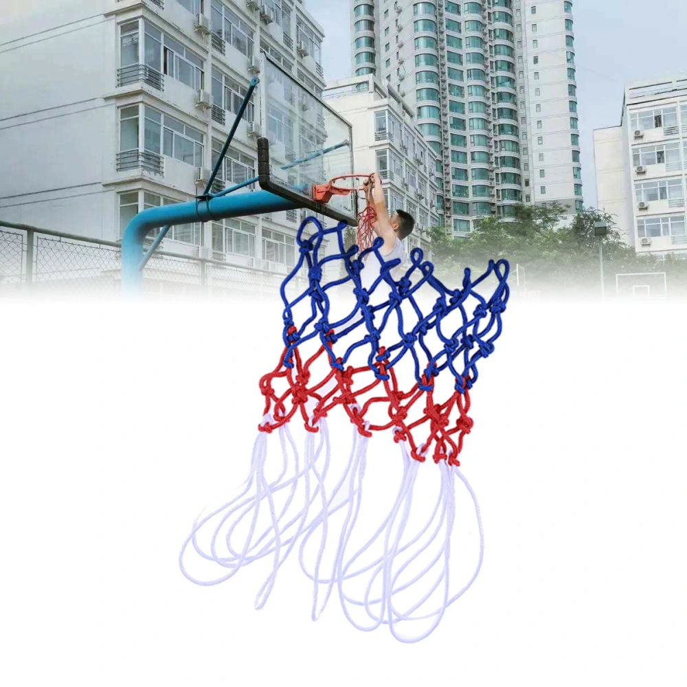 Standard Strong and Durable Braided Multicolor Basketball Net for Outdoors or Indoors Sports (Red, White and Blue)