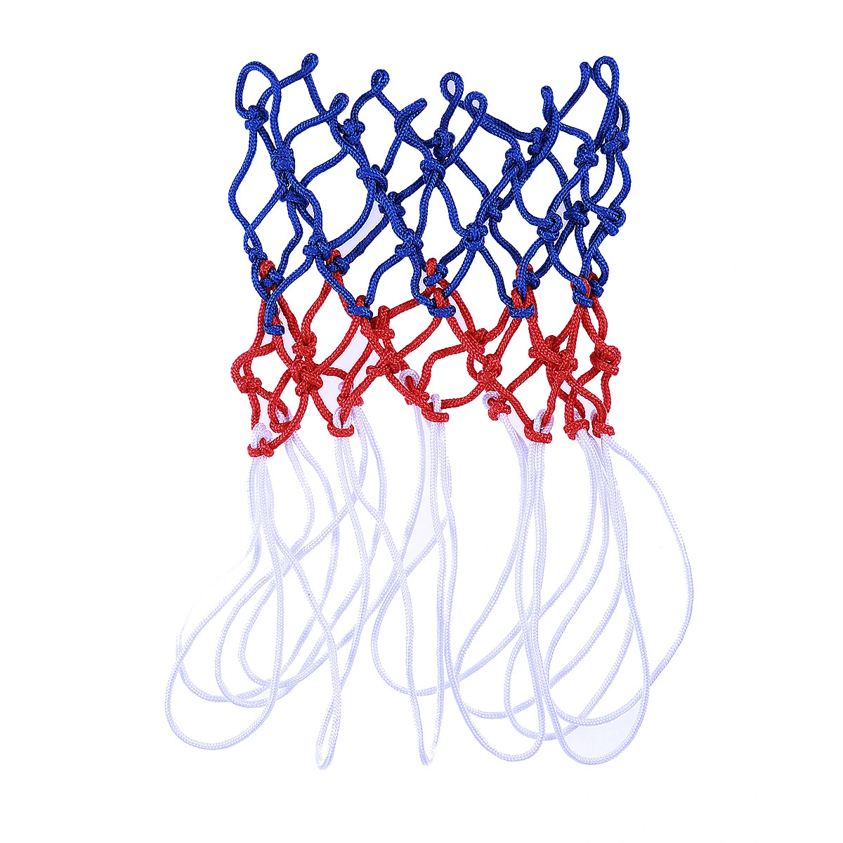 Standard Strong and Durable Braided Multicolor Basketball Net for Outdoors or Indoors Sports (Red, White and Blue)