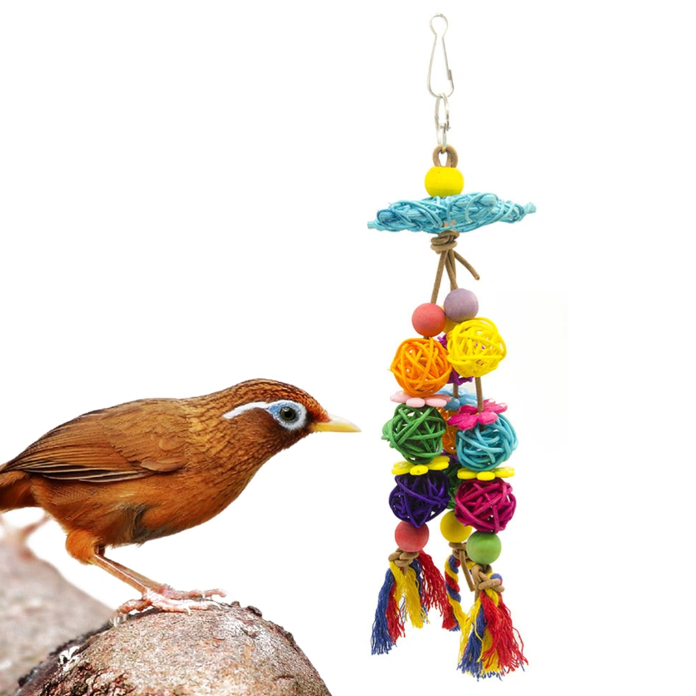 2pcs Birds Parrot Hanging Swing Rattan Ball Toy Pet Bite Woven Toy Funny Playing Stand