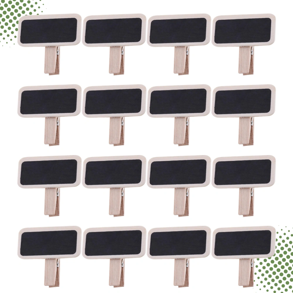 50pcs Small Chalkboard Wooden Clips Rectangular Memo Clamps Blackboard Message Board Photo Clip