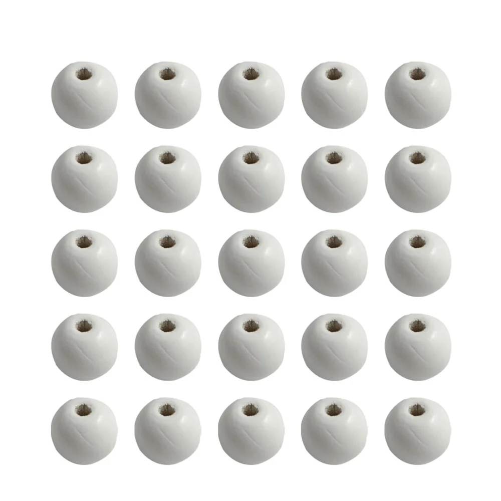 100 Pcs 16MM Diameter Eco-friendly Wooden Beads Round Beads DIY Craft Beads Creative DIY Jewelry Accessories for Home Art Craft (White, 4MM Hole)