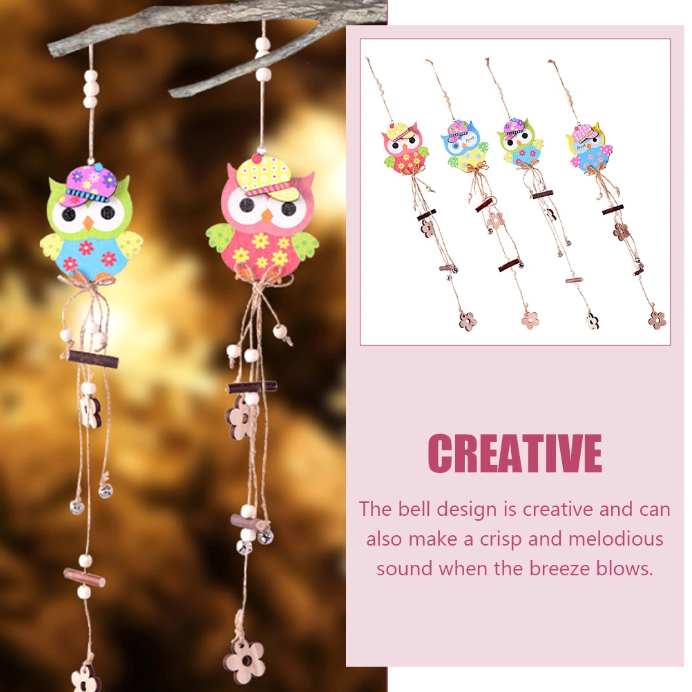 4Pcs Easter Owl Hanging Ornaments Easter Owl Shaped Pendants Wooden Decors