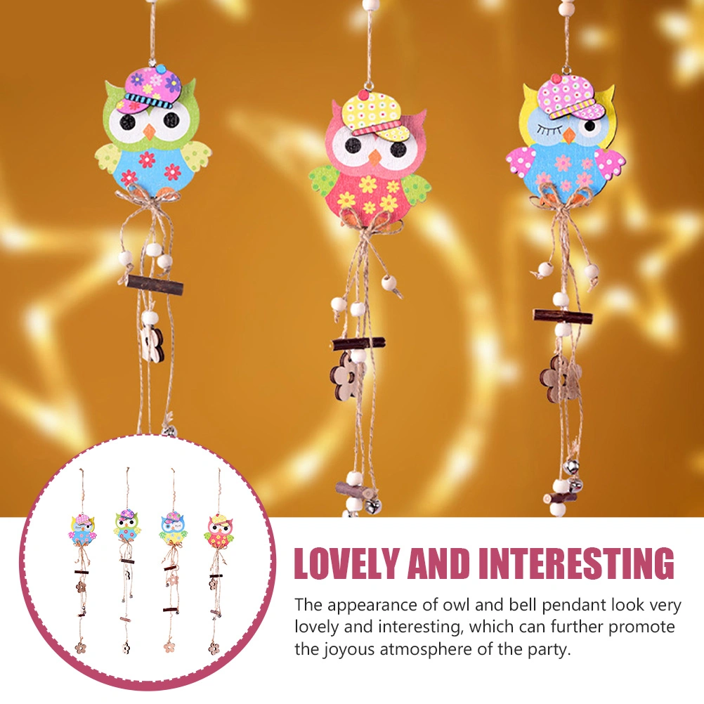 4Pcs Easter Owl Hanging Ornaments Easter Owl Shaped Pendants Wooden Decors