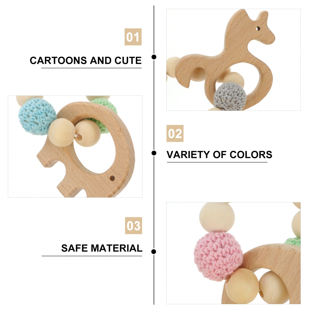 3pcs Wooden Baby Nursing Bracelet Wooden Beads Ring Baby Bracelet Chew Toy