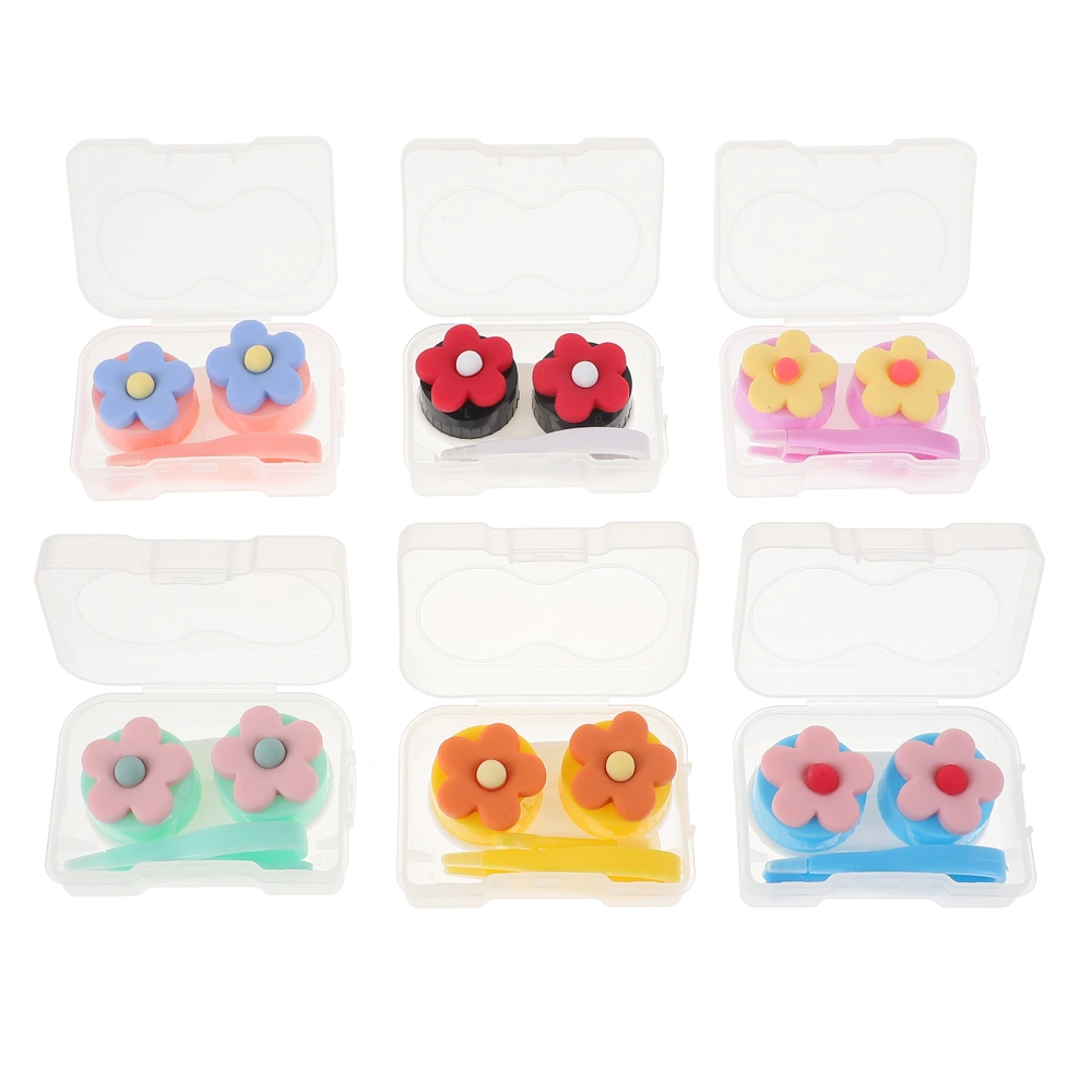 6Pcs Contacts Lens Cases Plastic Eye Care Cases Waterproof Storage Boxes