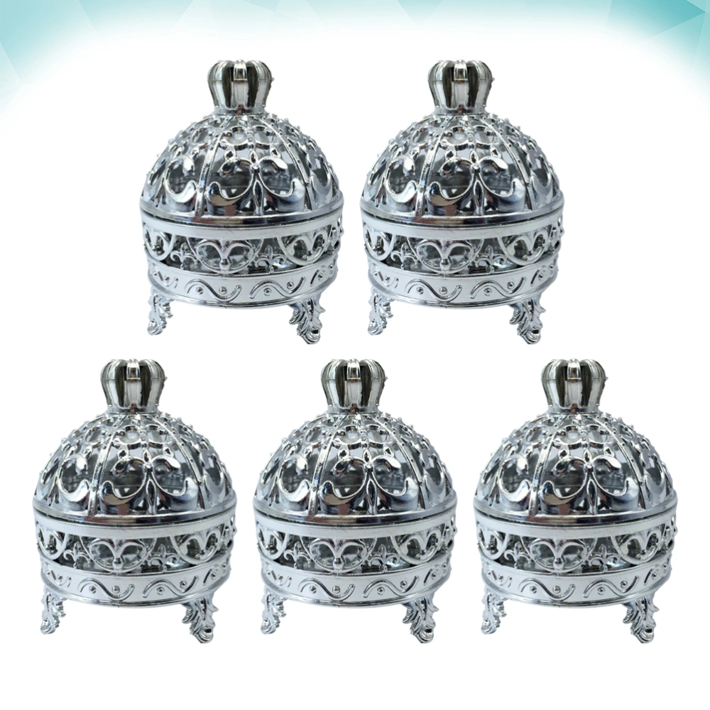 5PCS Round Crown Shape Candy Storage Boxes Plastic Creative Gift Boxes Containers for Birthday Wedding Party (Silver)