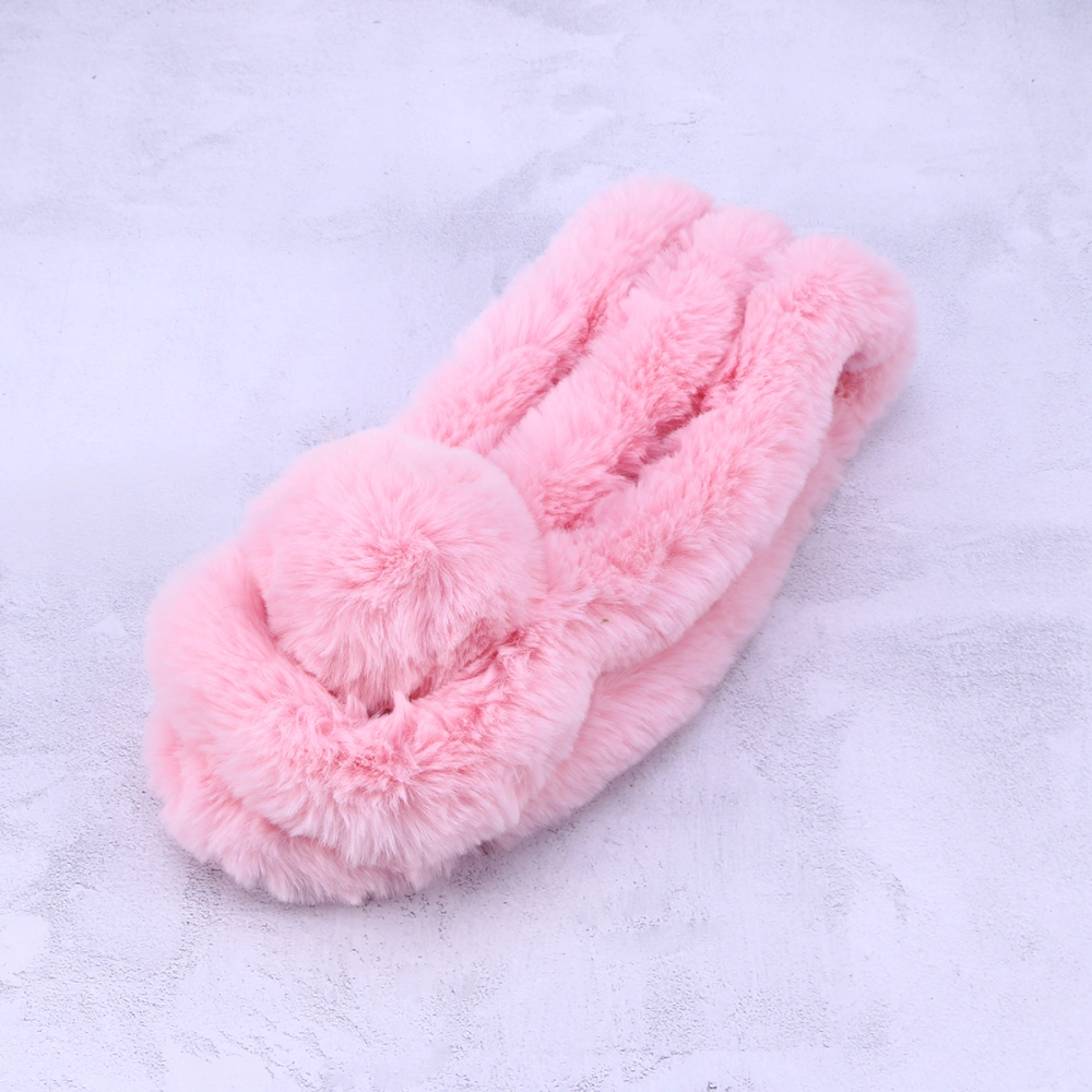 Warm Keeping Winter Fashion Faux Rabbit Fur Ring Scarf Plush Scarf for Women Girls (Light Pink)