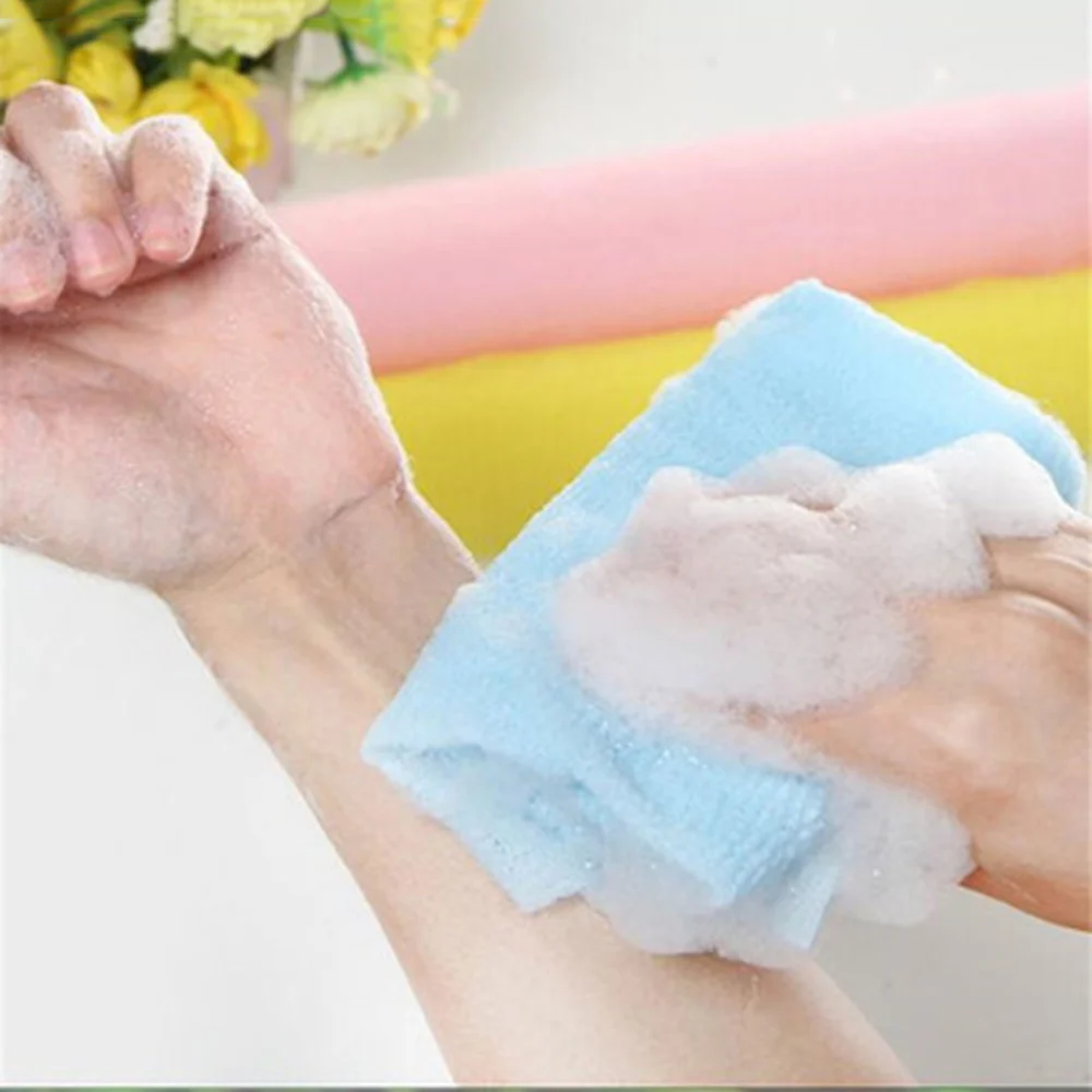 6pcs Bath Towel Rub Back Rubbing Towel Scrubber Back Scrub Long Strip Shower Towel (Color randomised)