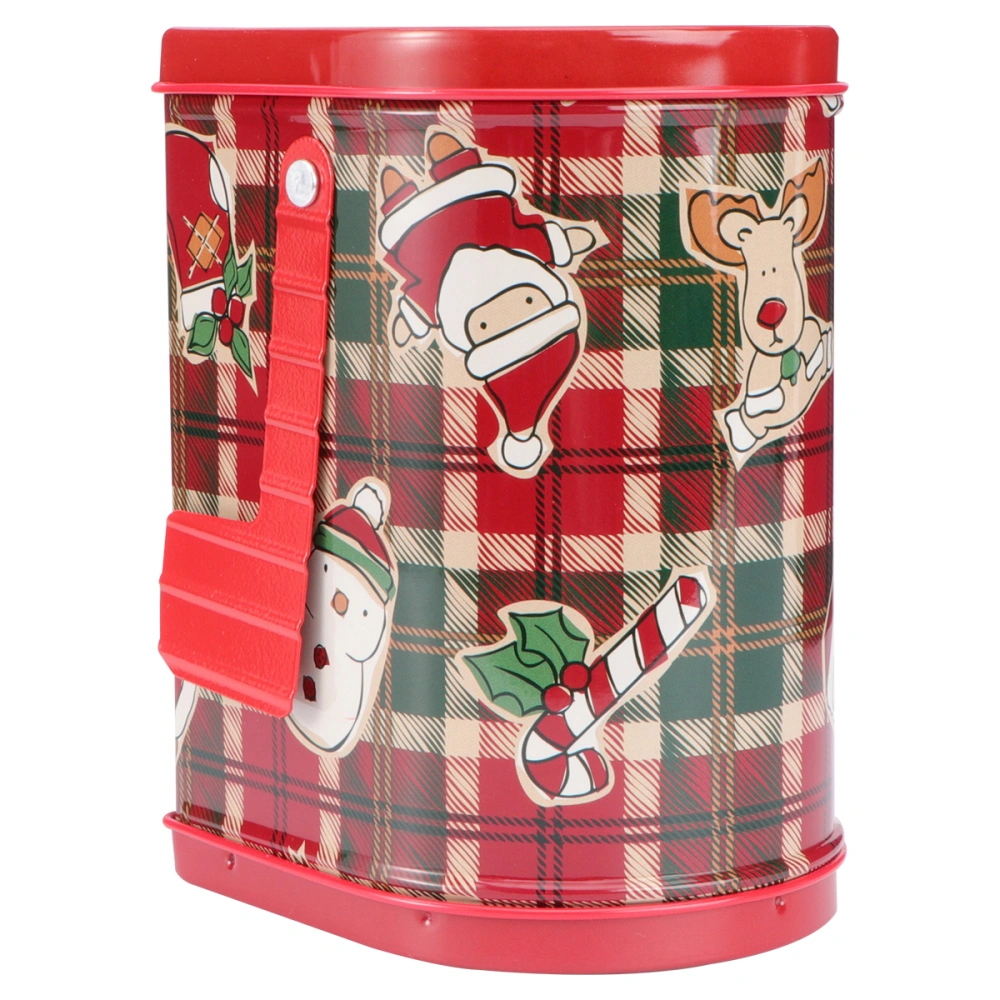 Christmas Theme Gift Box Mailbox Shape Creative Tinplate Post Box for Candy Toys Decoration (Plaid Pattern)