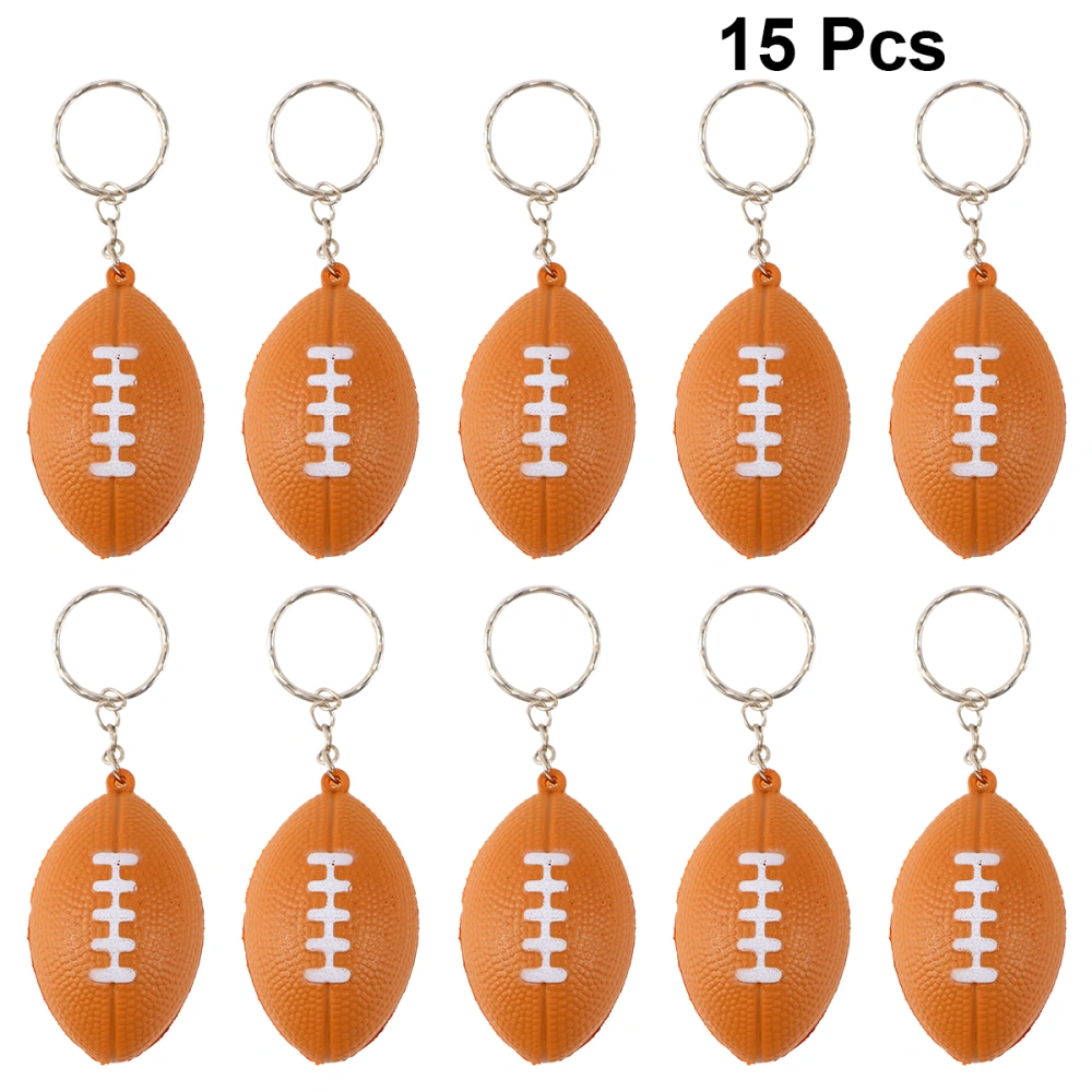 15Pcs PU Leather Rugby Keychains Delicate Personality Key Rings Handbag Pendants Hanging Ornaments Party Favors