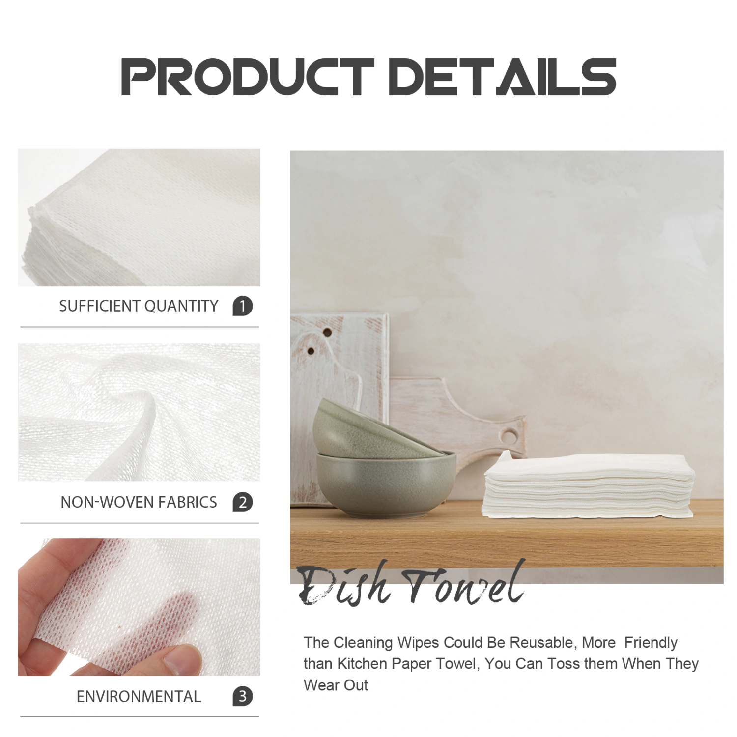 80pcs Environmental Disposable Washing Dish Towel Kitchen Cleaning Cloth Non-stick Oil Wiping Rags Towel Bag