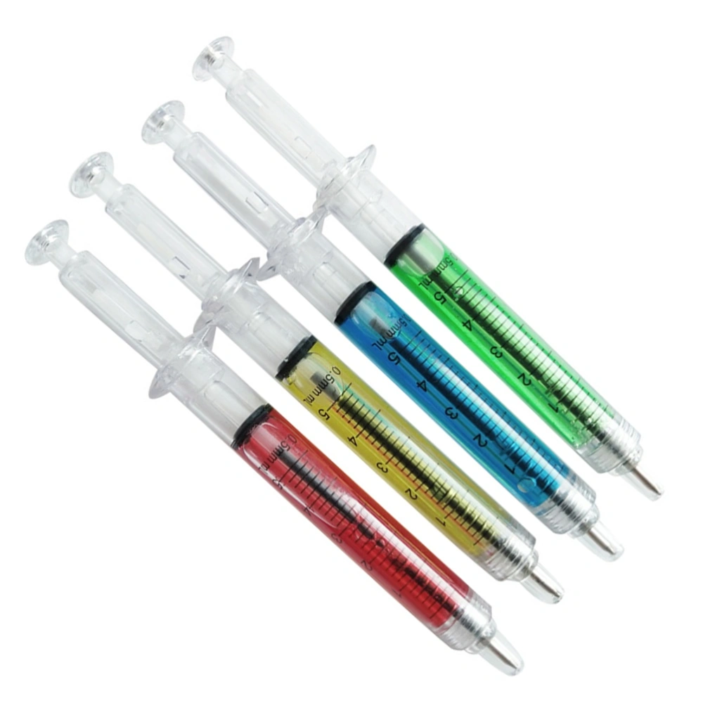 12pcs Needle Tube Writing Ball Point  Flowing Liquid Black Ink Ballpoint Pen Stationery Office Supplies(4-color Mixed)