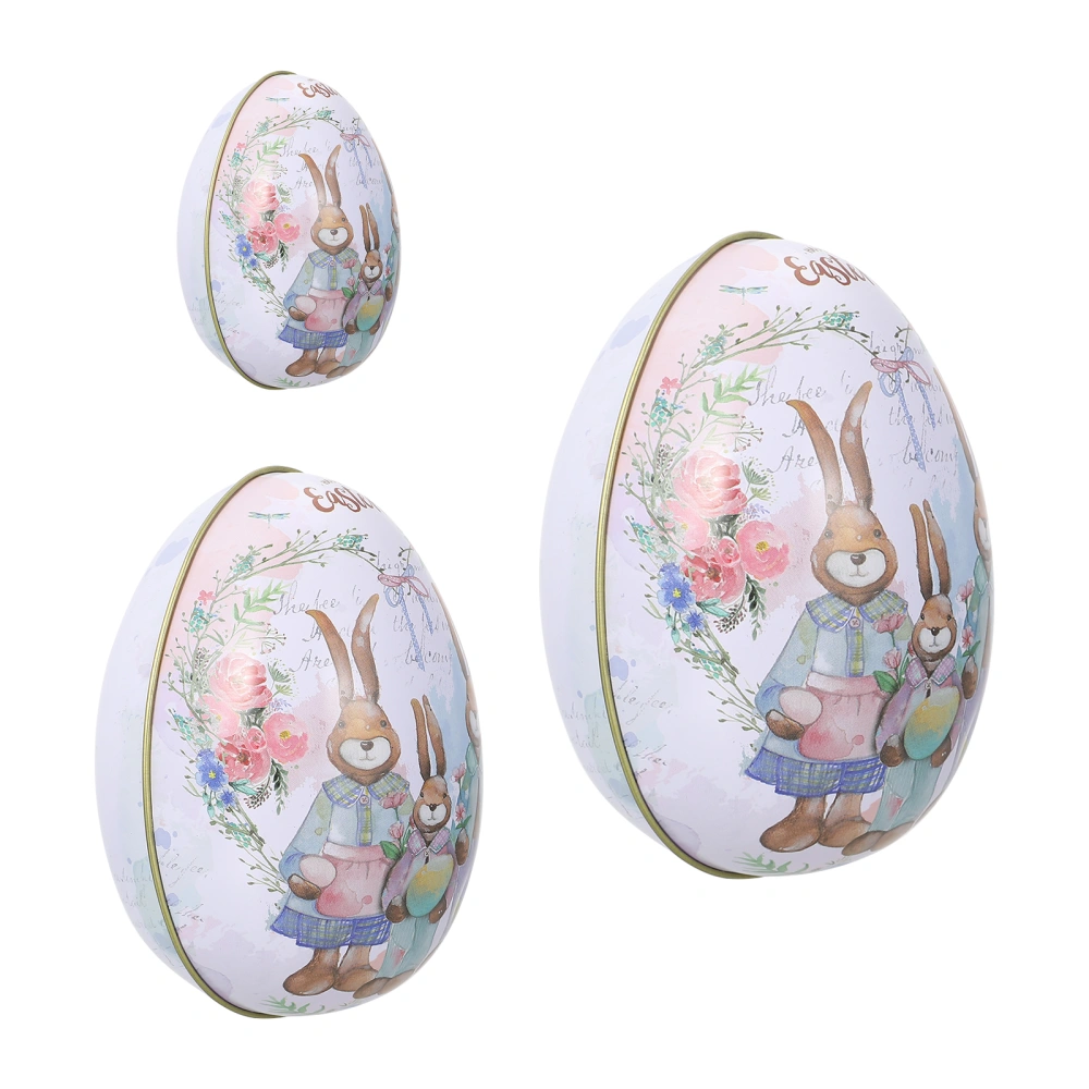 3pcs Easter Egg-shaped Candy Box Decorative Tinplate Box Gift Package Box