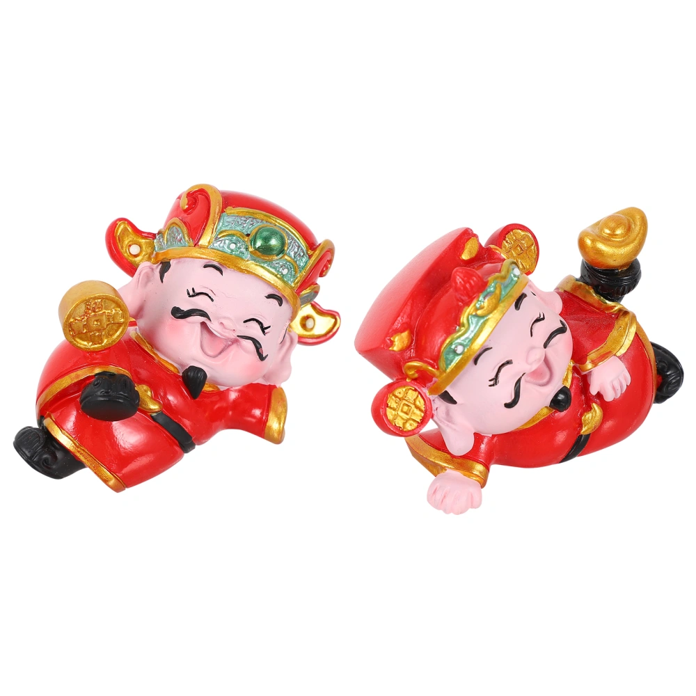 2pcs Birthday Cake Decorations God of Fortune Ornament Baking Cake Decors Topper