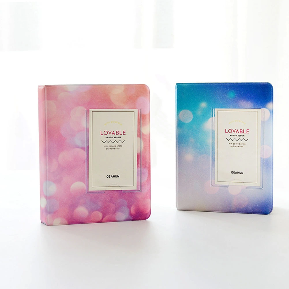 64 Pockets Shining Star Sky Photo Album Holder Candy Color Album for 3 Inch Mini Photo Album(Pink Spot)