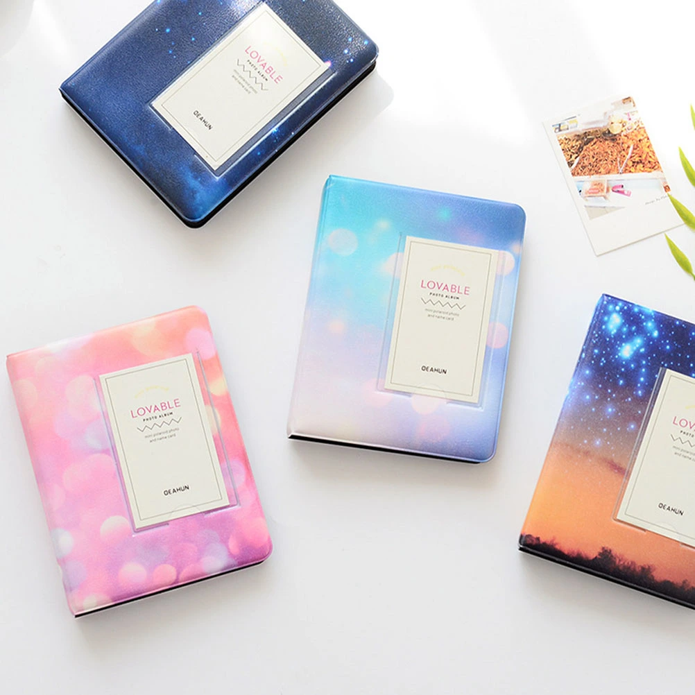 64 Pockets Shining Star Sky Photo Album Holder Candy Color Album for 3 Inch Mini Photo Album(Pink Spot)
