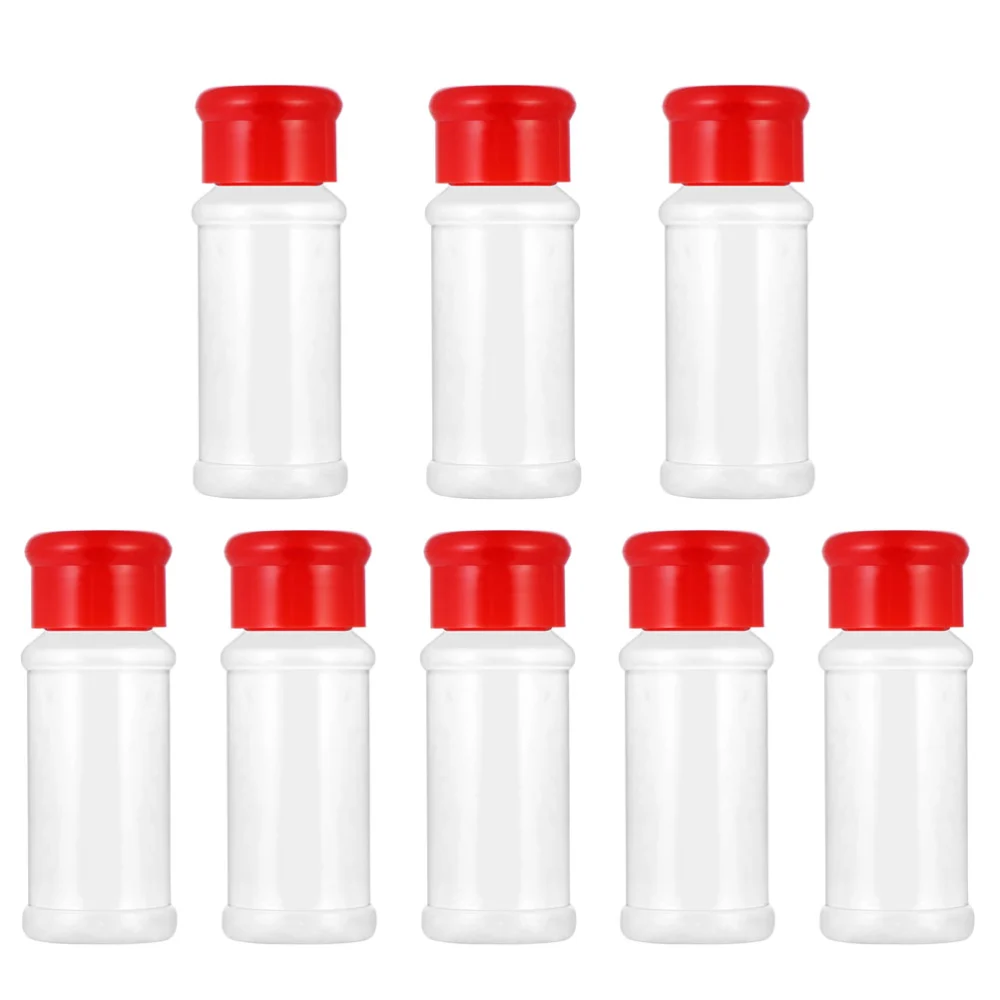 8pcs Household Condiment Bottles Portable Pepper Shakers Spice Bottles (Red)