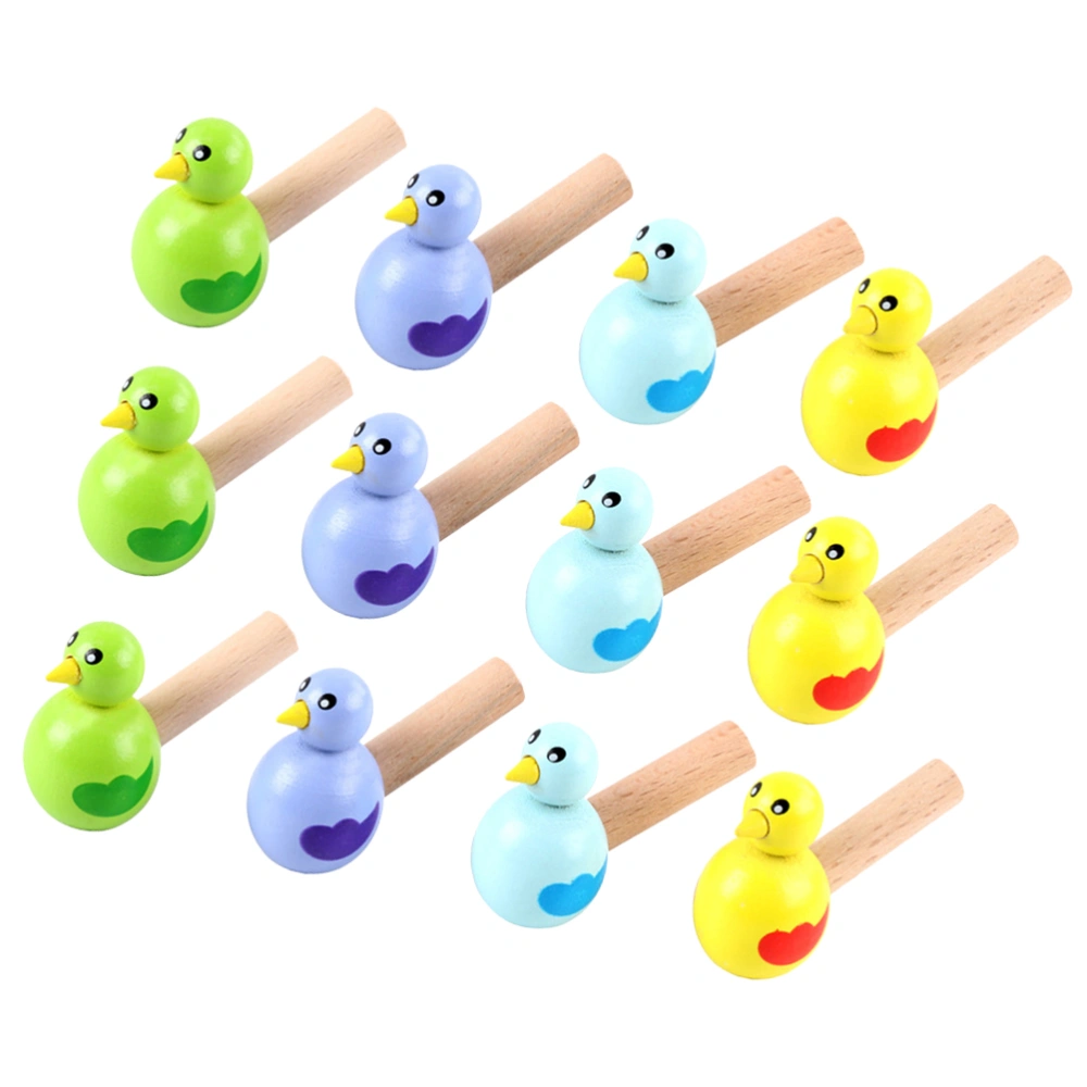 15pcs Wooden Bird Whistles Cartoon Whistle Bird Shape Toy Kids Whistle Educational for Children Gift (Random Color)